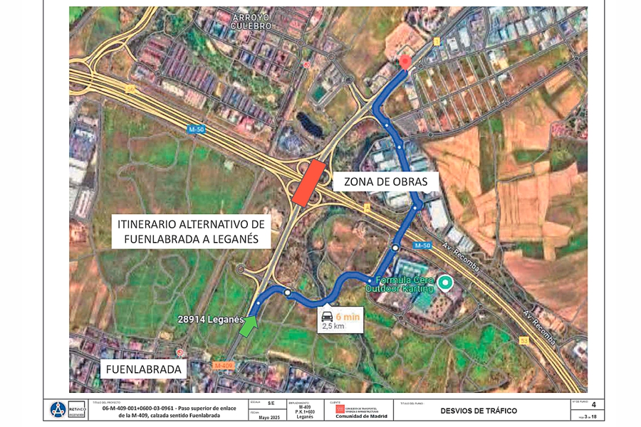 Obras carretera M-409 Leganés Fuenlabrada